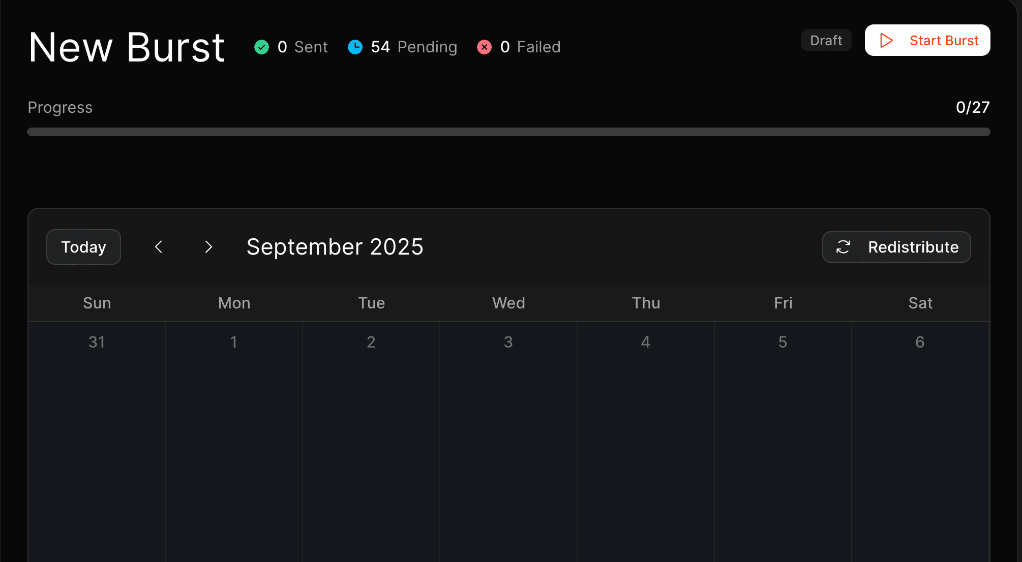 ERA-0 email burst campaign calendar interface showing scheduled email sequences and contact management