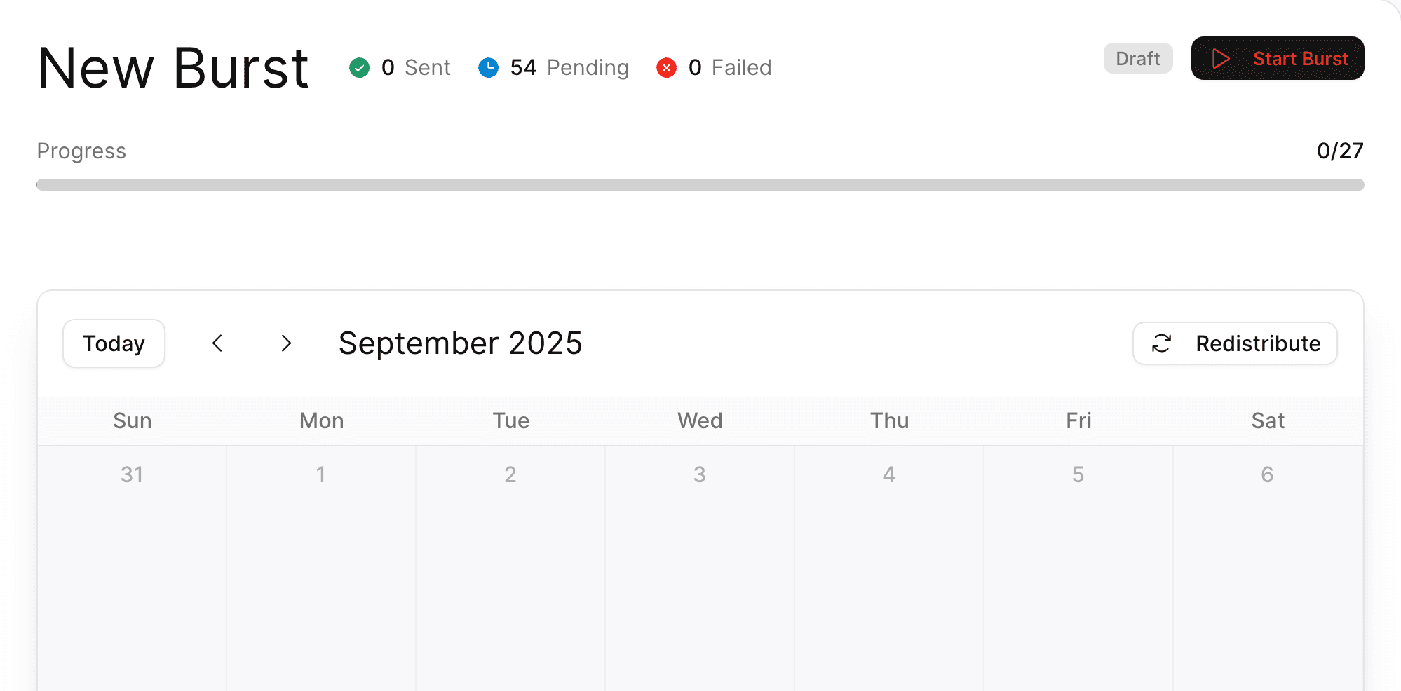 ERA-0 email burst campaign calendar interface showing scheduled email sequences and contact management